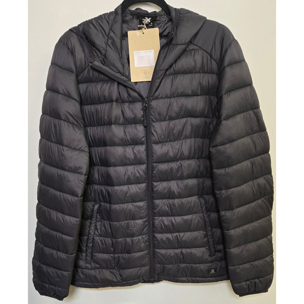 ZeroXposur Mens Hooded Quilted Puffer Jacket Slate Black ThermoCloud D83030 M